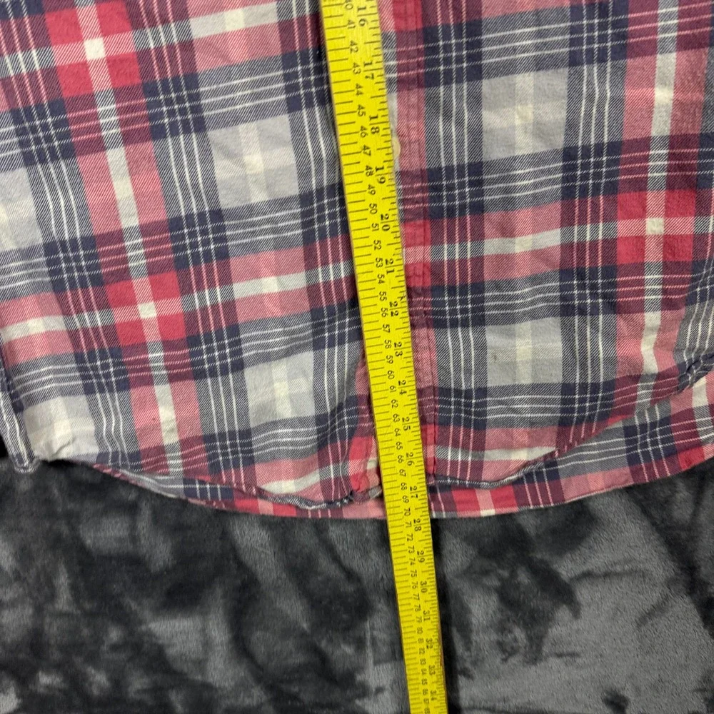 J. Crew Plaid Button Down Mens Small Red Blue Long Sleeve Flannel Shirt